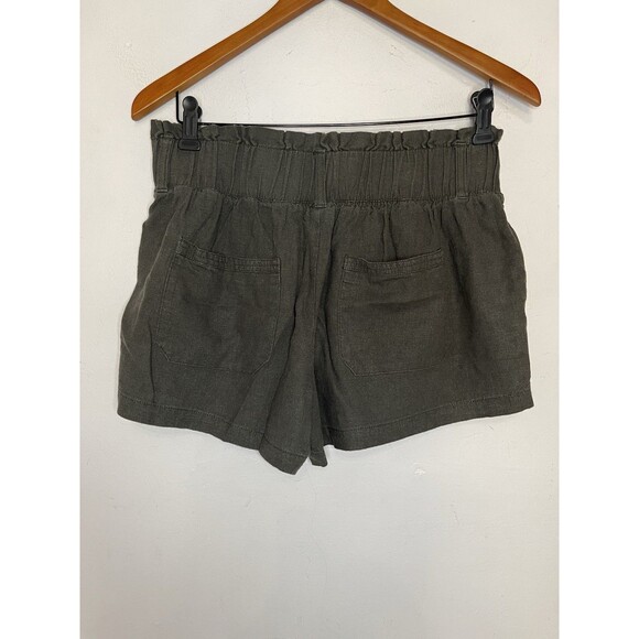 Rewash Women's Large Dark Green Linen Blend Elastic Waist Shorts 2" Inseam - Picture 5 of 5